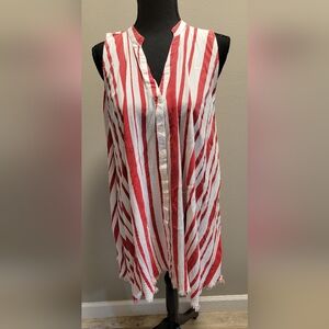 Umgee Red and White Striped Blouse